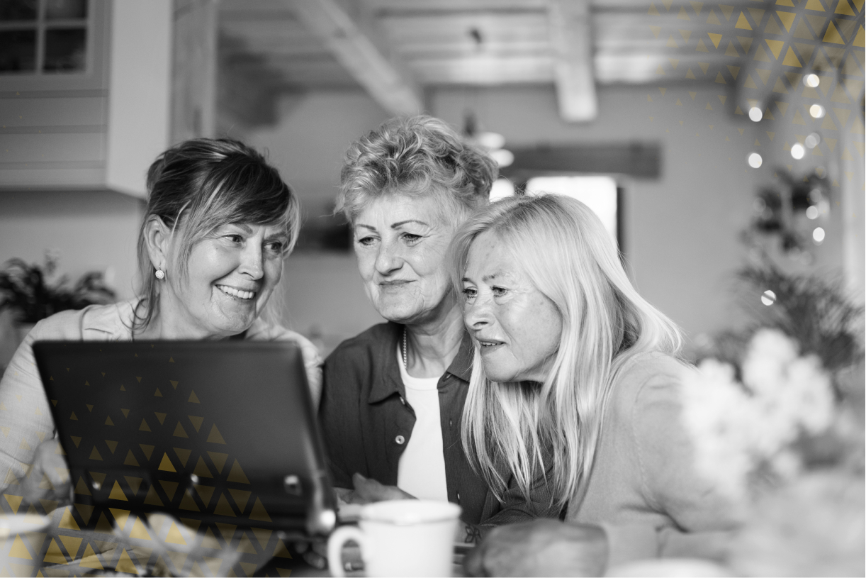 ladies gift shopping around computer