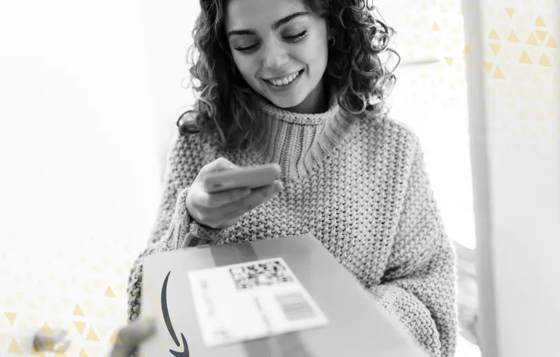 a woman receiving her Prime package