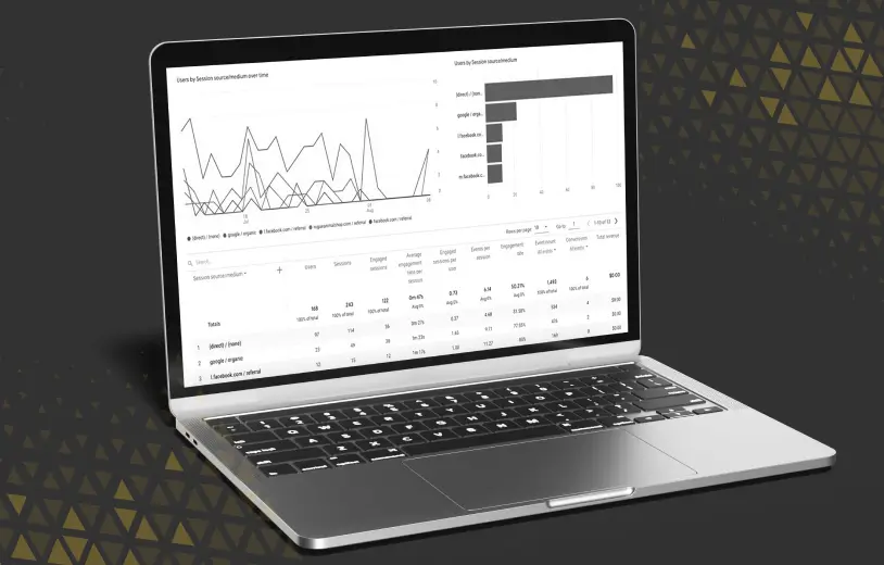 a laptop displaying engagement metrics